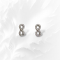 925 Sterling Silver Infinity Stud Earrings with Cubic Zirconia Crystals