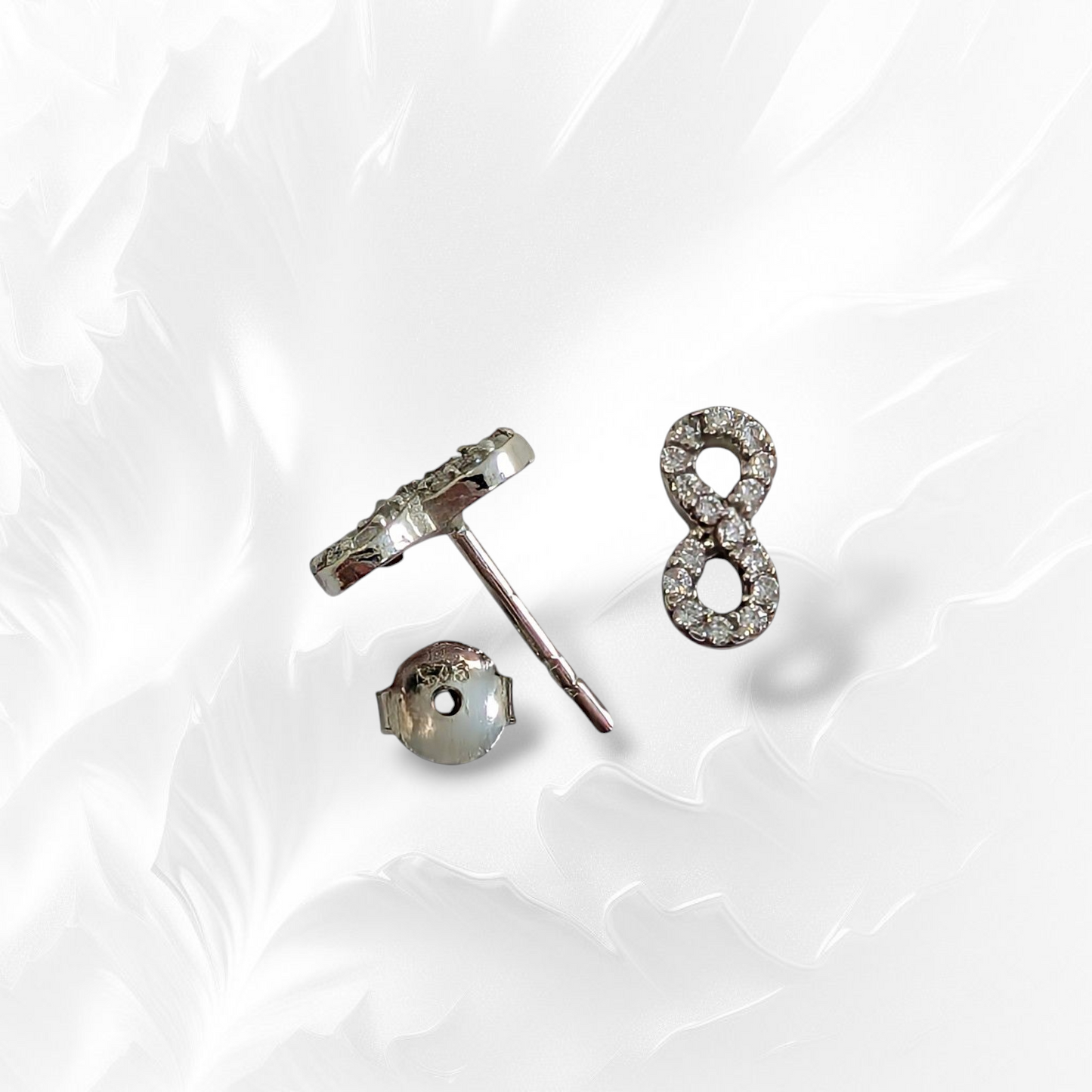 925 Sterling Silver Infinity Stud Earrings with Cubic Zirconia Crystals
