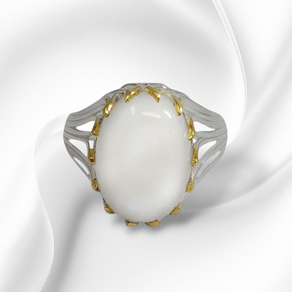 925 Sterling Silver Women's Ring with Authentic Moonstone Gemstone