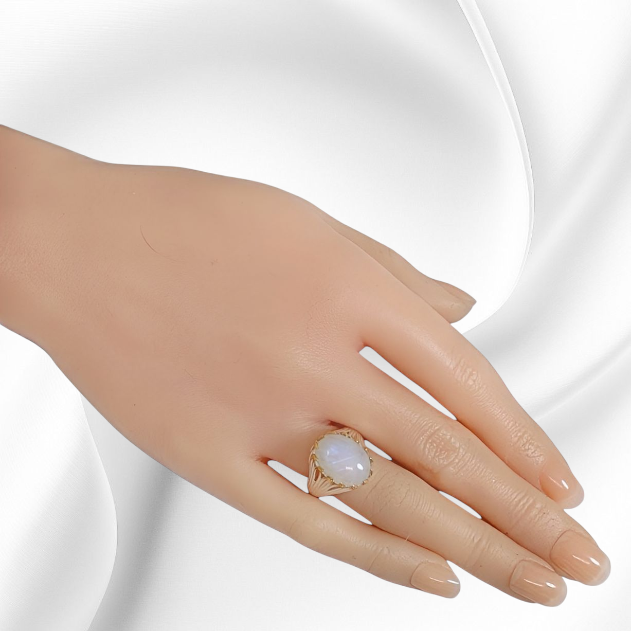 925 Sterling Silver Women's Ring with Authentic Moonstone Gemstone