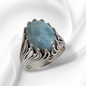 925 Sterling Silver Women's Ring with Authentic Larimar Gemstone
