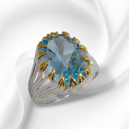925 Sterling Silver Women's Ring with Authentic Blue Topaz