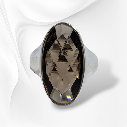 925 Sterling Silver Women's Ring with Authentic Smoky Topaz