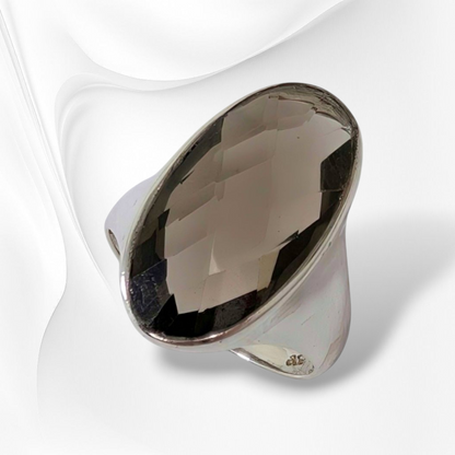 925 Sterling Silver Women's Ring with Authentic Smoky Topaz