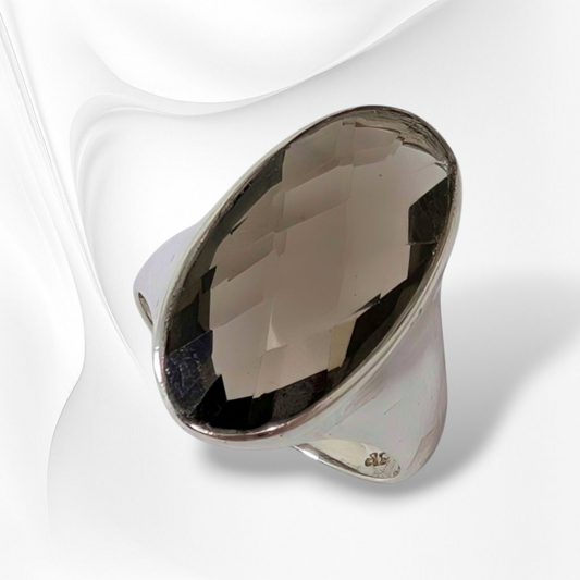 925 Sterling Silver Women's Ring with Authentic Smoky Topaz