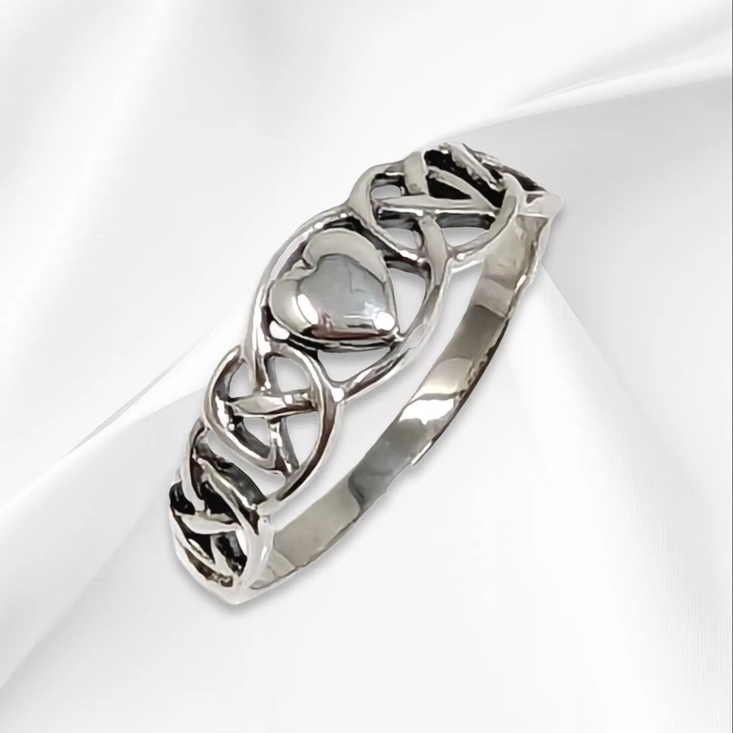 925 Sterling Silver Women's Celtic Knot Heart Ring