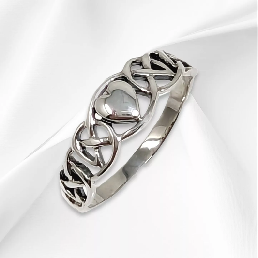925 Sterling Silver Women's Celtic Knot Heart Ring