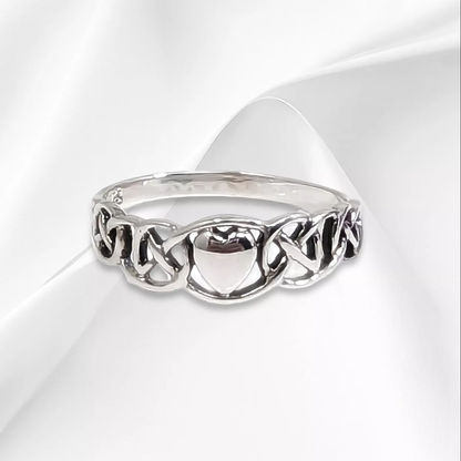 925 Sterling Silver Women's Celtic Knot Heart Ring