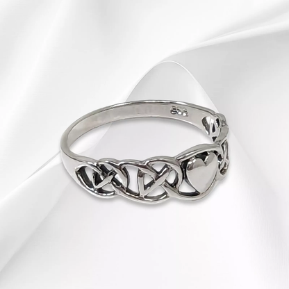 925 Sterling Silver Women's Celtic Knot Heart Ring